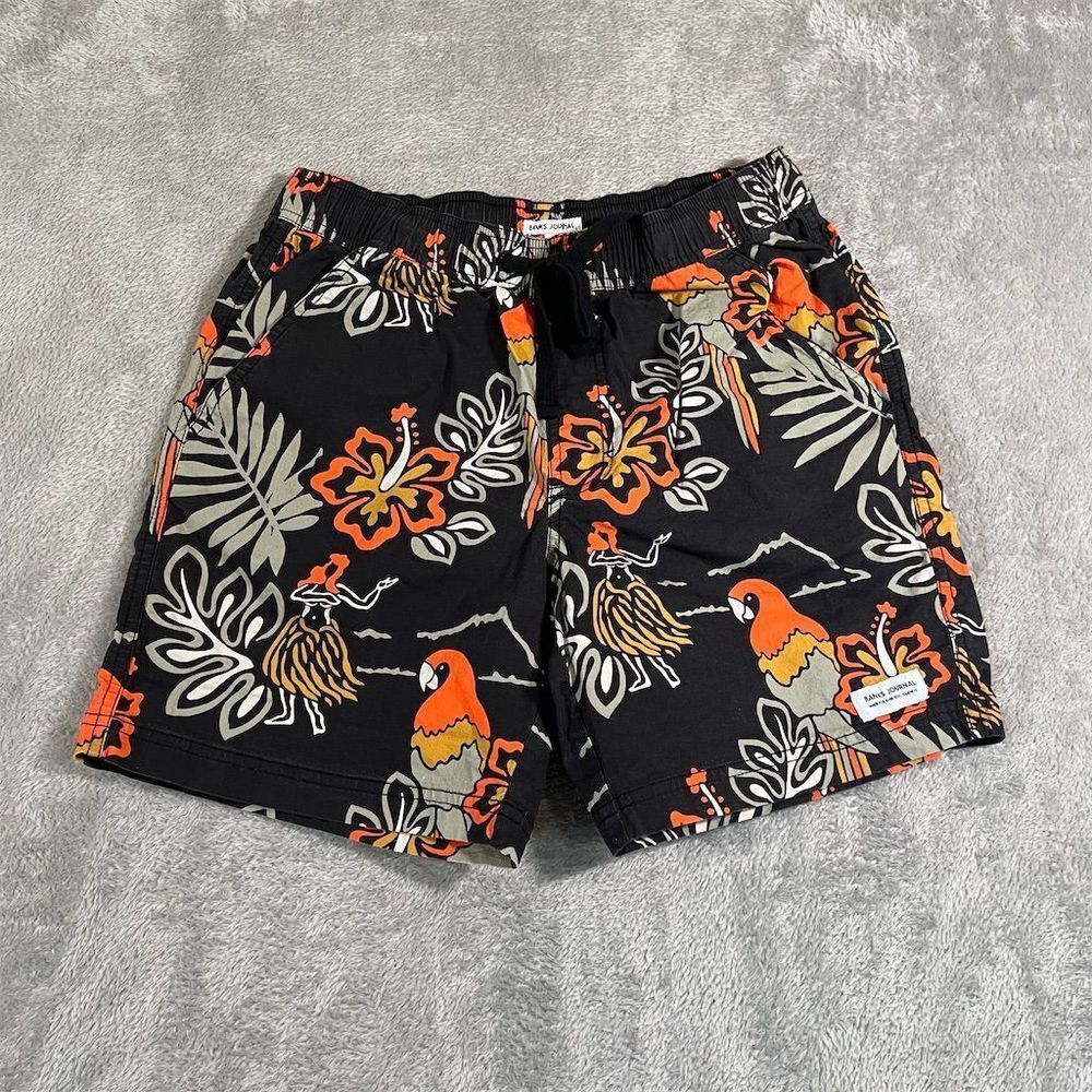 Banks Journal BoardShorts Men's Small Aloha Club Floral Parrot Huckberry Stretch